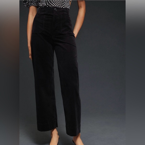 Maeve Pants - Maeve Colette Wide Leg Cropped Pant in Corduroy- Black // Sz 16W